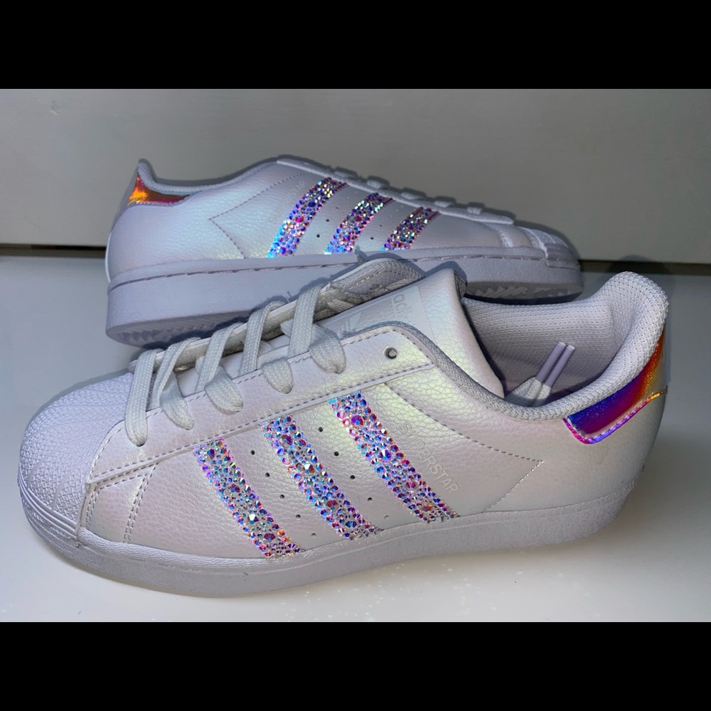 Adidas Superstar iridescent with custom bling